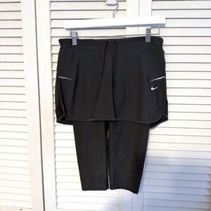 Nike Skirt Leggings Dri-FIT Built-In Capris Small Black Womens Running Skapri